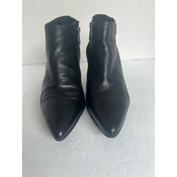 Lavorazione Artigiana Black Leather Pointy Toe Studded Buckle Ankle Zip Boot 8.5 - Picture 4 of 12